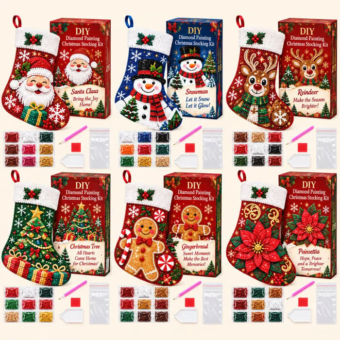 π DIY Diamond Painting Christmas Stocking Kit | 6 Festive Designs