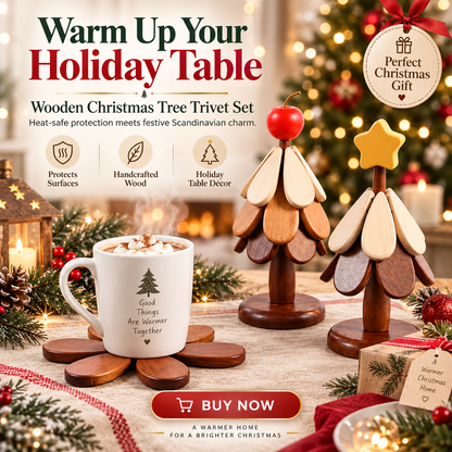 🌲Natural Wooden Tree Trivets for Hot Dishes