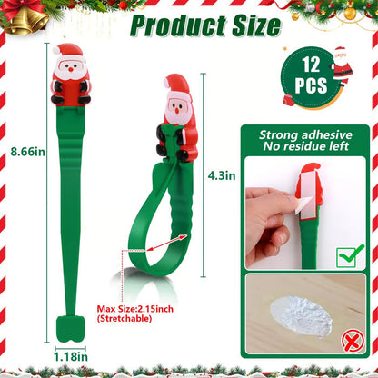🎄🎅 Santa Claus Adhesive Hooks (12-Pack) — no drills, no nails, just peel, stick, and hang