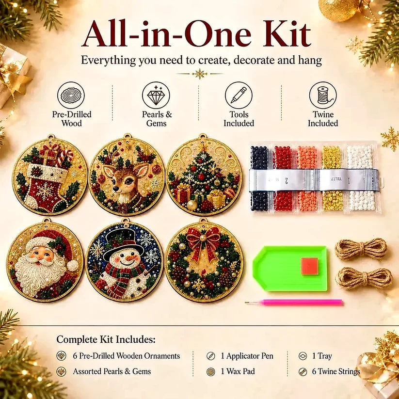 Christmas Craft Favorite — 6-Piece DIY Diamond Painting Ornament Kit
