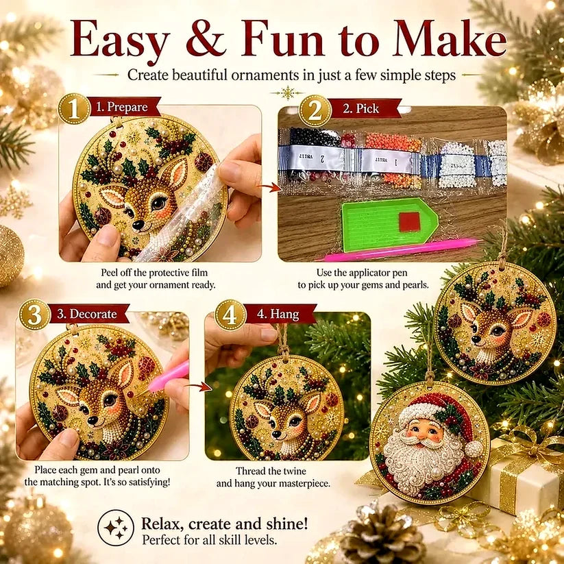 Christmas Craft Favorite — 6-Piece DIY Diamond Painting Ornament Kit