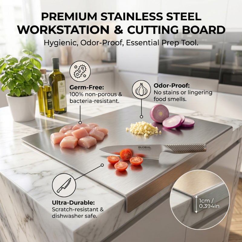 ✨ Stainless Steel Cutting Board – Hygienic, Durable & Easy-Clean Kitchen Prep